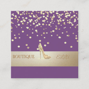 Tarjeta De Visita Cuadrada Elegante, Profesional Moderno, Confetti, Alto Taló