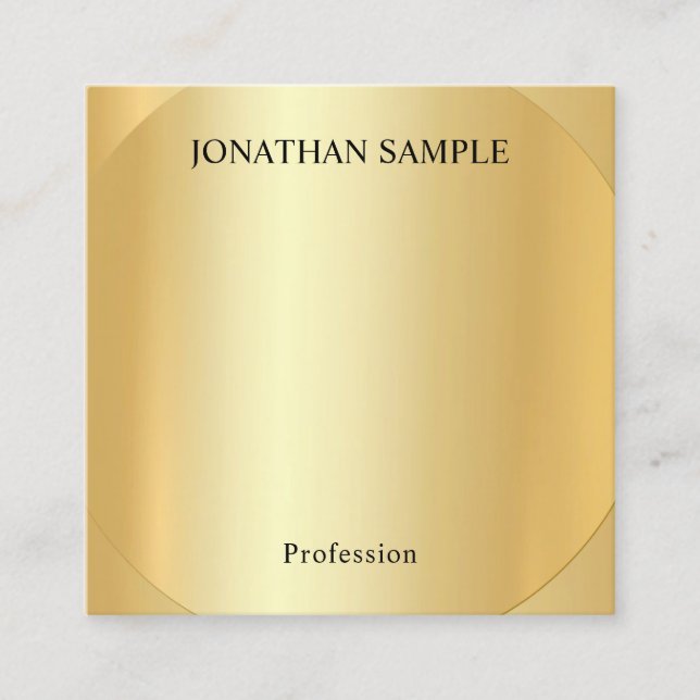 Tarjeta De Visita Cuadrada Elegante Profesional Moderno Faux Gold Template (Anverso)