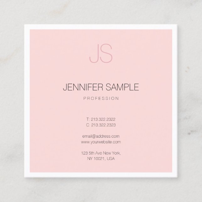 Tarjeta De Visita Cuadrada Elegante profesional Monograma Sleek Design Luxury (Anverso)