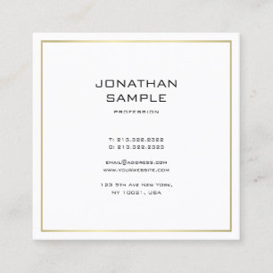 Tarjeta De Visita Cuadrada Elegante Profesional Tendencia Minimalista Dorado