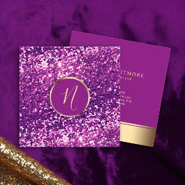 Tarjeta De Visita Cuadrada Elegante Purpurina de lujo real de oro y rosa