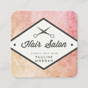 Tarjeta De Visita Cuadrada Elegante Purpurina Hair Stylist