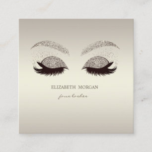 Tarjeta De Visita Cuadrada Elegante Purpurina moderno sofisticado Faux Lashes