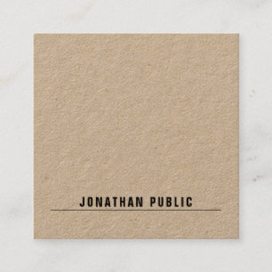 Tarjeta De Visita Cuadrada Elegante Real Kraft Paper Simple Moderno Minimalis