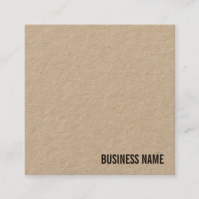 Tarjeta De Visita Cuadrada Elegante Real Kraft Paper Template Professional (Anverso)
