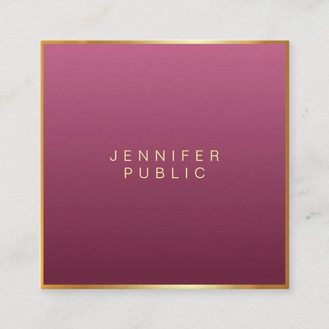 Tarjeta De Visita Cuadrada Elegante Red Moderno Profesional Fashion Luxury (Anverso)