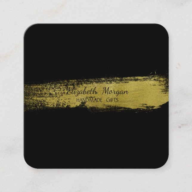 Tarjeta De Visita Cuadrada Elegante Relieve metalizado dorado simple de imita (Anverso)
