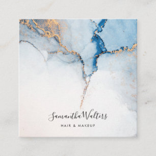 Tarjeta De Visita Cuadrada Elegante Resumen Agato Azul Contemporáneo