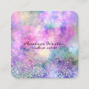 Tarjeta De Visita Cuadrada Elegante resumen pastel con Purpurina plateado
