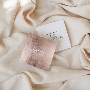 Tarjeta De Visita Cuadrada Elegante rosa oro moderno cuadrado blanco minimali