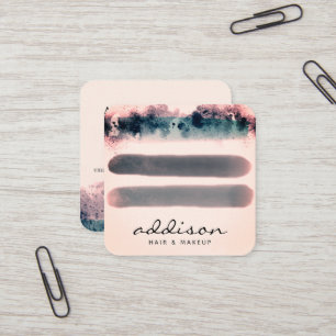 Tarjeta De Visita Cuadrada Elegante Rosa Torquoise Watercolor