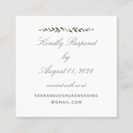Tarjeta De Visita Cuadrada Elegante RSVP de Rama de Olivo Tradicional Online