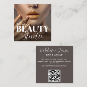 Tarjeta De Visita Cuadrada Elegante Salón De Belleza Moderno Y Elegante Foto