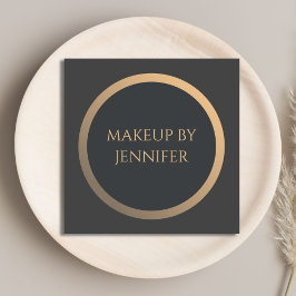 Tarjeta De Visita Cuadrada Elegante Sencillo Faux Faux Gold Circle Makeup Ari