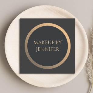 Tarjeta De Visita Cuadrada Elegante Sencillo Faux Faux Gold Circle Makeup Ari