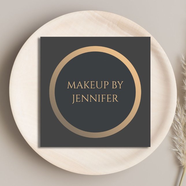 Tarjeta De Visita Cuadrada Elegante Sencillo Faux Faux Gold Circle Makeup Ari (Subido por el creador)
