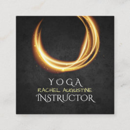 Tarjeta De Visita Cuadrada Elegante Símbolo YOGA negro y dorado ZEN brillante