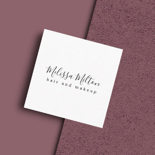 Tarjeta De Visita Cuadrada Elegante simple Belleza de maquillaje de pelo blan