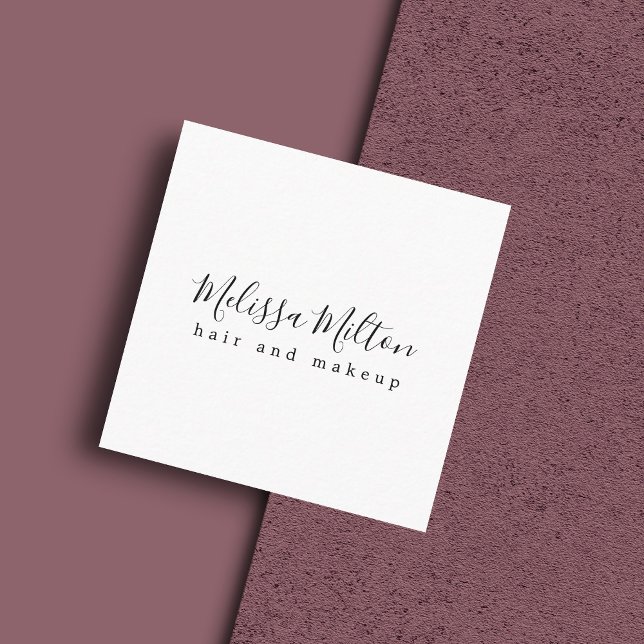 Tarjeta De Visita Cuadrada Elegante simple Belleza de maquillaje de pelo blan (Subido por el creador)