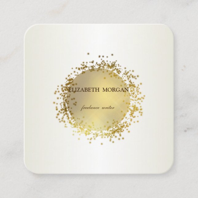 Tarjeta De Visita Cuadrada Elegante Simple , Dorado Falso (Anverso)