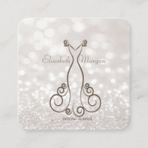 Tarjeta De Visita Cuadrada Elegante Sofisticado Moderno Brillo Bokeh, Vestido