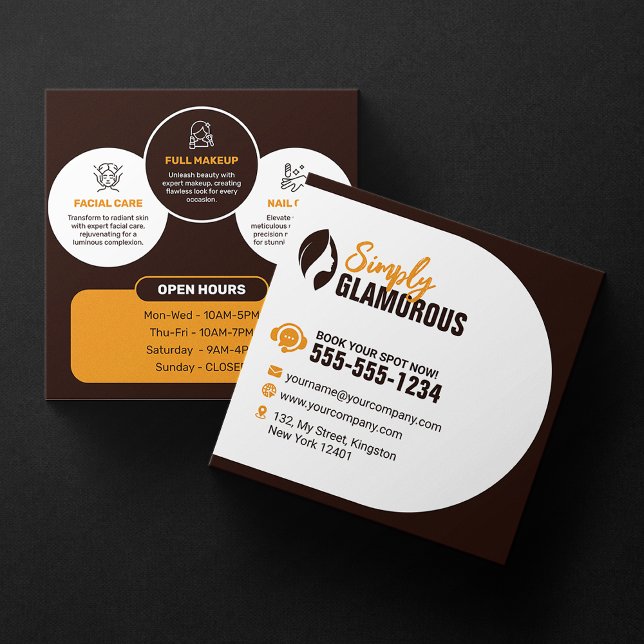 Tarjeta De Visita Cuadrada Elegante Spa Salón De Belleza Makeup Nails & Facia (Subido por el creador)