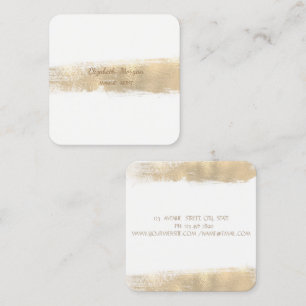 Tarjeta De Visita Cuadrada Elegante Trazo de Pincel Simple de Lámina de Oro F