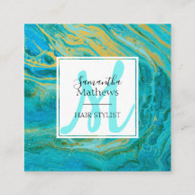 Elegante Turquesa & Gold Marble Agate Hair Estilis