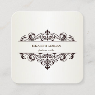 Tarjeta De Visita Cuadrada Elegante Vintage Simple, Minimalista
