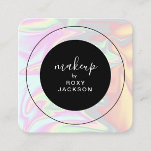 Tarjeta De Visita Cuadrada Elegante y elegante maquillaje holográfico