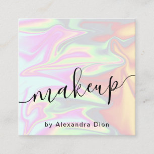 Tarjeta De Visita Cuadrada Elegante y elegante maquillaje holográfico de chic