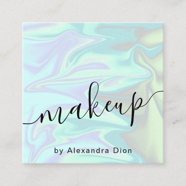 Tarjeta De Visita Cuadrada Elegante y elegante maquillaje holográfico de chic (Anverso)