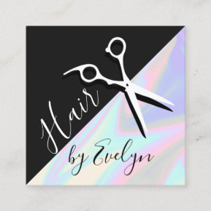 Tarjeta De Visita Cuadrada Elegante y elegante peluquería holográfica