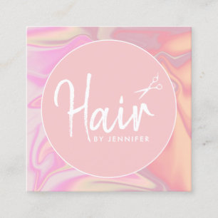 Tarjeta De Visita Cuadrada Elegante y elegante peluquería holográfica