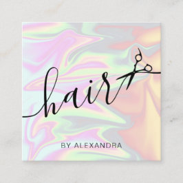 Tarjeta De Visita Cuadrada Elegante y elegante peluquería holográfica