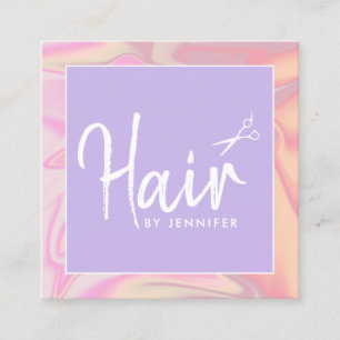 Tarjeta De Visita Cuadrada Elegante y elegante peluquero holográfico