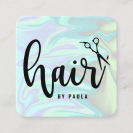 Tarjeta De Visita Cuadrada Elegante y elegante peluquero holográfico