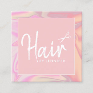 Tarjeta De Visita Cuadrada Elegante y elegante peluquero holográfico