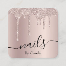 Elegante y elegante purpurina de champán gotea uña