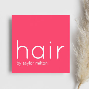 Tarjeta De Visita Cuadrada Elegante y minimalista estilo cabello blanco rosad