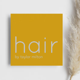 Tarjeta De Visita Cuadrada Elegante y minimalista estilo de pelo gris amarill