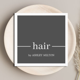 Tarjeta De Visita Cuadrada Elegante y minimalista Hairstylista Blanco Gris