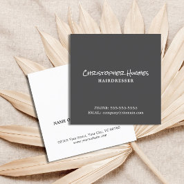 Tarjeta De Visita Cuadrada Elegante y minimalista peluquería gris y blanco