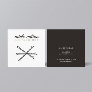 Tarjeta De Visita Cuadrada Elegante y moderno Bobby Pins elegante peluquero g