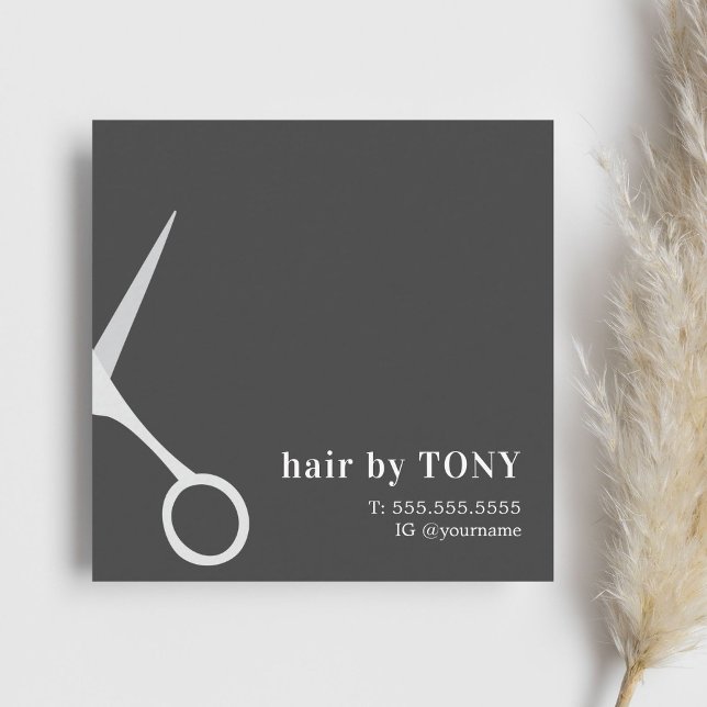 Tarjeta De Visita Cuadrada Elegante y moderno cabello gris negro elegante (Subido por el creador)