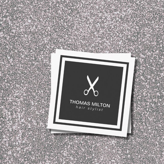 Tarjeta De Visita Cuadrada Elegante y moderno clasista de estilo blanco negro (Subido por el creador)