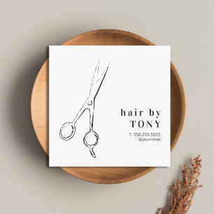 Tarjeta De Visita Cuadrada Elegante y moderno estilo de cabello blanco negro