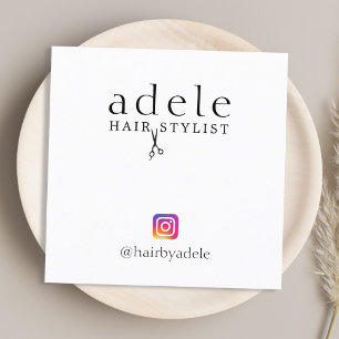 Tarjeta De Visita Cuadrada Elegante y moderno estilo de cabello blanco negro