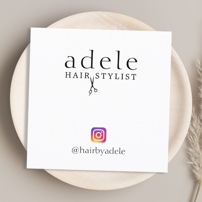 Tarjeta De Visita Cuadrada Elegante y moderno estilo de cabello blanco negro (Subido por el creador)