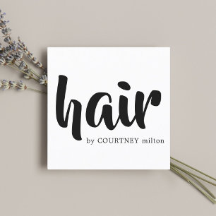 Tarjeta De Visita Cuadrada Elegante y moderno estilo de cabello blanco negro